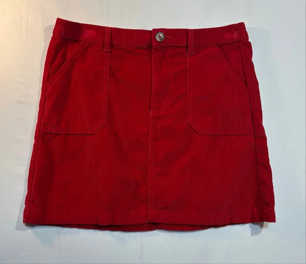 Wonder Nation Red Corduroy Mini Skirt Plus L 10-12 Cotton Pockets Casual